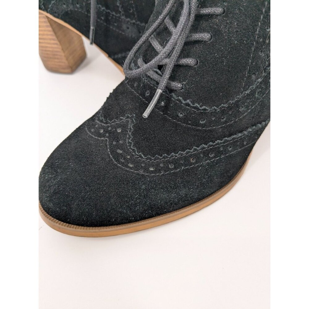 Steve Madden Suede Wingtip Oxford Booties Block Heel Lace up Academia Size 9.5 - Picture 6 of 15